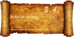Bobrik Arany névjegykártya